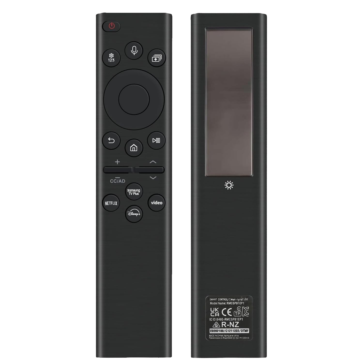 Rechargeable TV Remote for Samsung Smart TVs, Replacement for All 2019-2026 Samsung TV Remote Control with Voice Control. USB-C Fast Charging. Solar Charging. 2-Year Warranty.