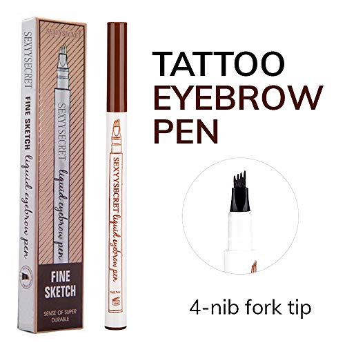 Tattoo Eyebrow Pen Waterproof Ink Gel Tint With Four Tips, Natural Looking Brows Effortlessly And Stays On All Day