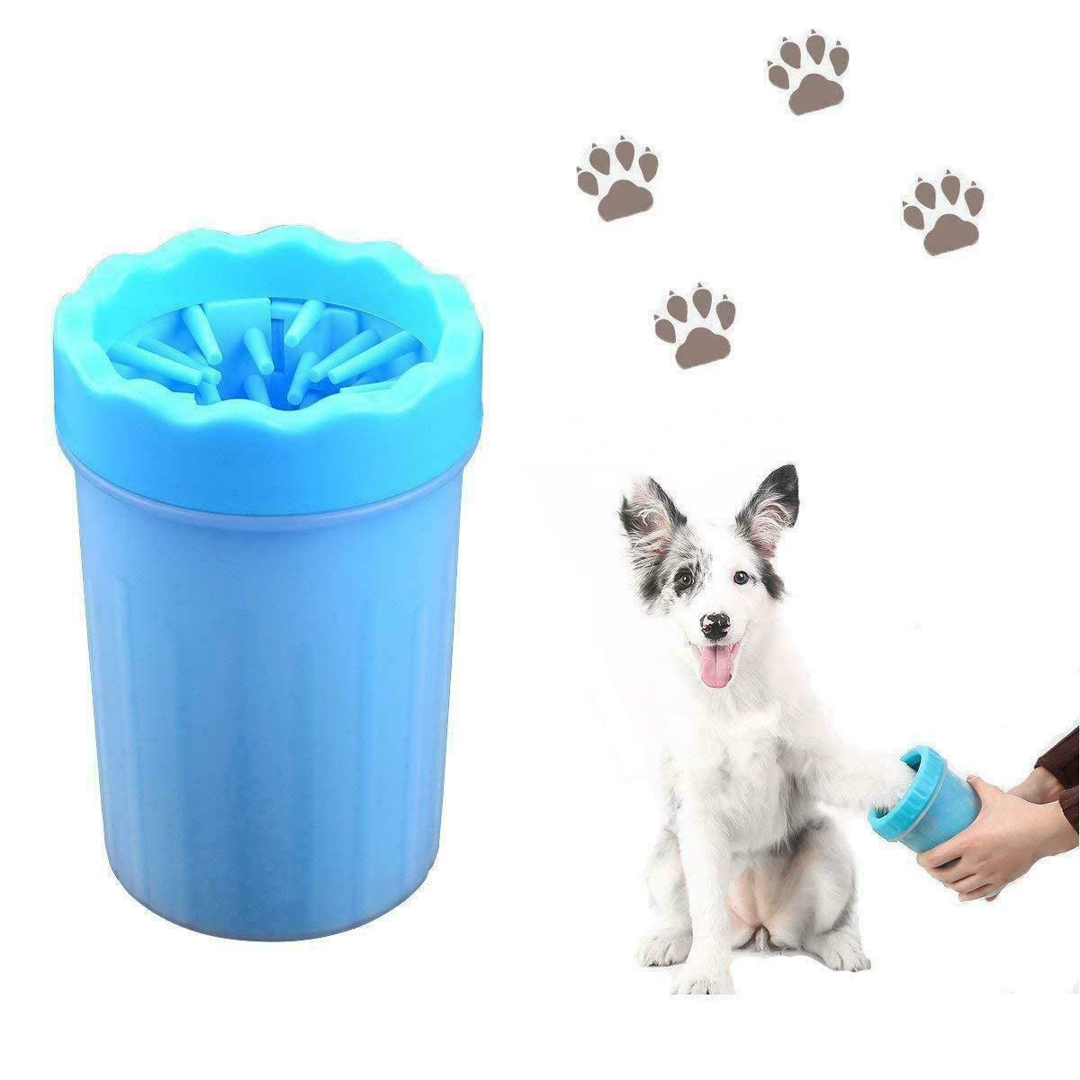 SKEIDO Dog Foot Washer Cup Pet Grooming Wash Tools Soft Gentle Silicone Bristles Pet Brush Quickly Cleaning Paws Muddy Feet -Blue (small)