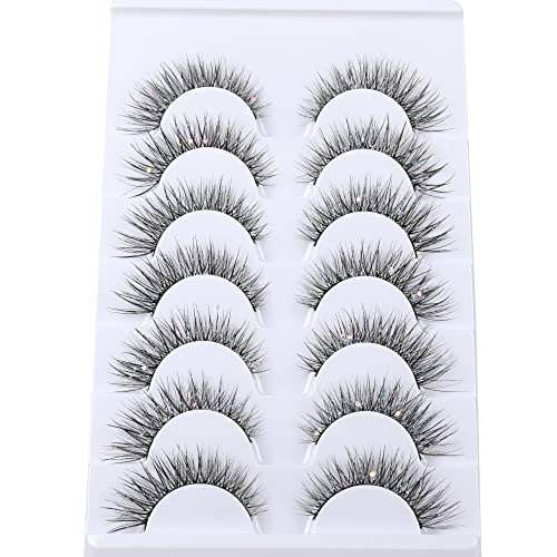 False Eyelashes With Glitter Cat Eye Lashes Wispy Fake Eyelash Natural Look Shining Faux Mink Lashes Halloween Festival Diy Lash By Focipeysa #TOP5