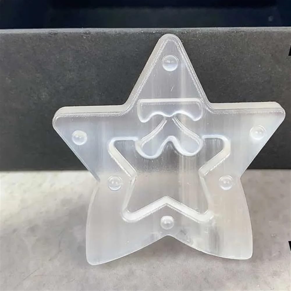 DPURPIWADY Crystal Selenite Christmas Tree Snowflake Elk Carved Statue Ornament Gift (Color : Star, Size 3pcs)