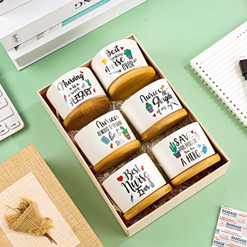 Newtay 6 Pieces Best Nurse Ever Gifts Nurse Appreciation Gifts Nurse Practitioner Gifts Funny Succulent Plant Pot Cute Ceramic Planter Presents For Nurses Week Christmas Women Birthday #TOP3