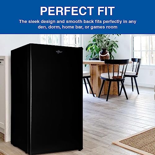 Koolatron Compact Fridge W/Freezer, 3.2 Cu Ft (91L), Black, Space-Saving Flat Back Design, Reversible Door, Full-Width Freezer, Snacks, Beverages, Beer, Den, Dorm, Office, Rec Room, Home Bar #TOP5
