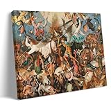 SEIBES Posterdruck, Motiv: Der Fall der Rebellenengel von Pieter Bruegel, dem Älteren, Wandkunst, Gemälde, Leinwandkunstwerke, Geschenkidee, ästhetischer Rahmen, 20 x 30 cm