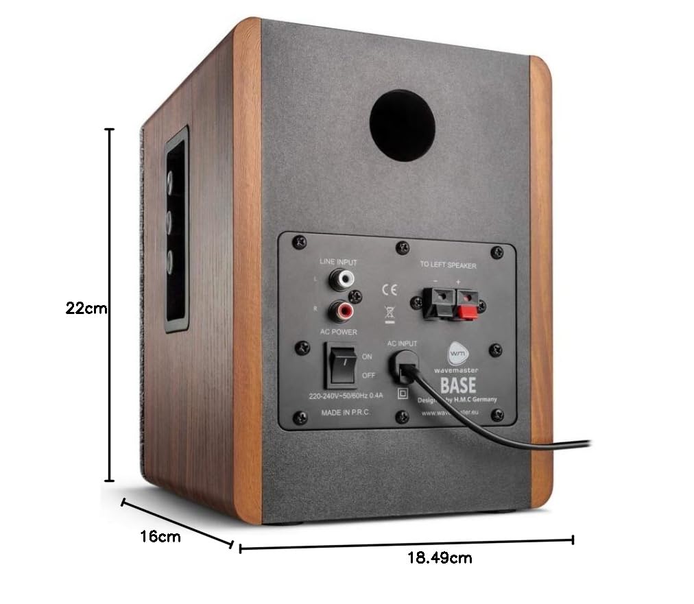 Wavemaster Base – system głośników regałowych (30 W) ze streamingiem Bluetooth i wyjściem na słuchawki, aktywne głośniki, możliwość korzystania z telewizora/tabletu/smartfona (66500)
