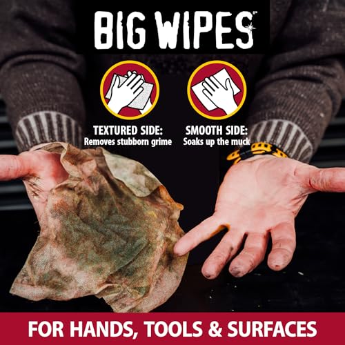 Image of BIG WIPES Heavy Duty Industrial Hand Cleaning Wipes, Textured Scrubbing Degreaser Wipes for Mechanics and Tool Cleaner - 240 Count Bucket (2 Pack)