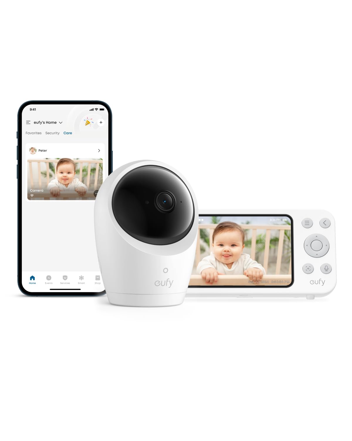 eufy Babyfoon C10 met 2K HD-camera, 4,5 inch display, zwenk-/kantelfunctie, 4 x zoom, nachtzicht, hybride WLAN/offline, 12 uur accu, bewegings-, geluids- en temperatuur-alarm, intercom, VOX-modus