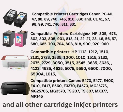 Image of ANG Compatible Refill Ink for HP 678, 803, 680, 860, 861 & Canon 830, 831, 740, 741, 89, 99, 40, 41 Tri-Color Ink Cartridges | 100ML Each Bottle + 4 Syringes (Black)