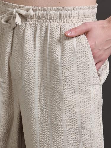 Image of StitchX Men's Airport Look Textured Seersucker Cotton Jogger Trousers S-4XL