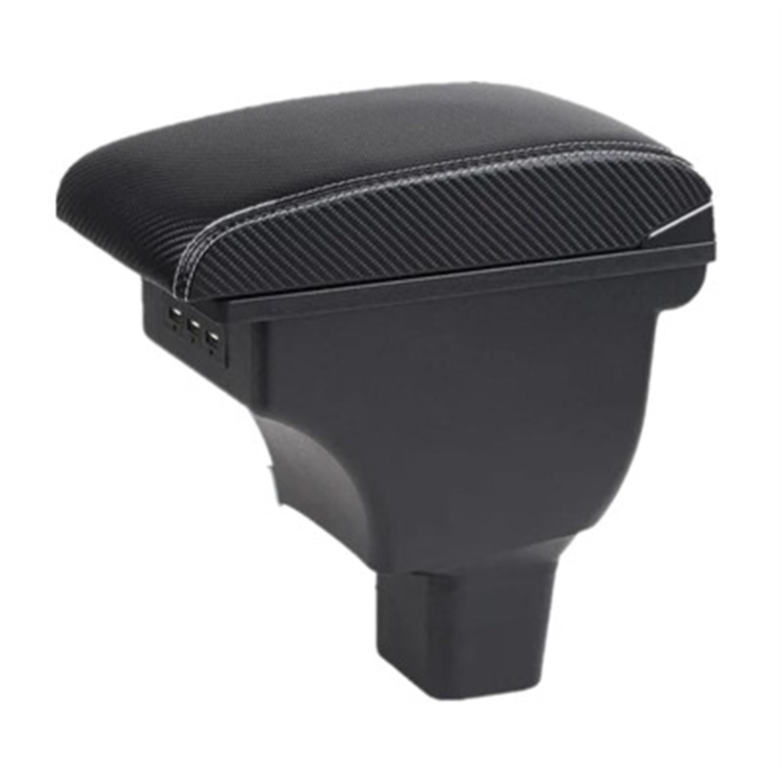 NMJLQW Storage Rack Armrest Box With Multifunctional Support PU Cushion Car Interior Modification Accessories For Kicks 2016-2024(3 carbon fiber 3usb)