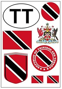 Daged Trinidad und Tobago Aufkleber Karte 8 Stück Stickerbogen - Reiseaufkleber PKW Auto Motorrad Biker Flagge Fahne Deko AK