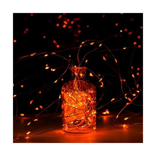 YIHONG Lichterkette, batteriebetrieben, mit Fernbedienung, 2 Sets Orange – Bild 6