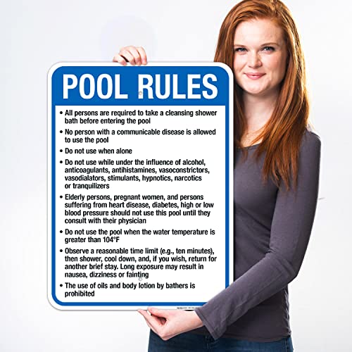 Señal de reglas para piscina Massachusetts 18x24 pulg miniatura 2