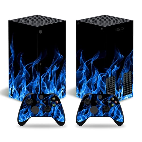 Vinilo adhesivo para consola Xbox Series X y controladores inalámbricos, protector de vinilo para Microsoft Xbox Series X (llama azul)