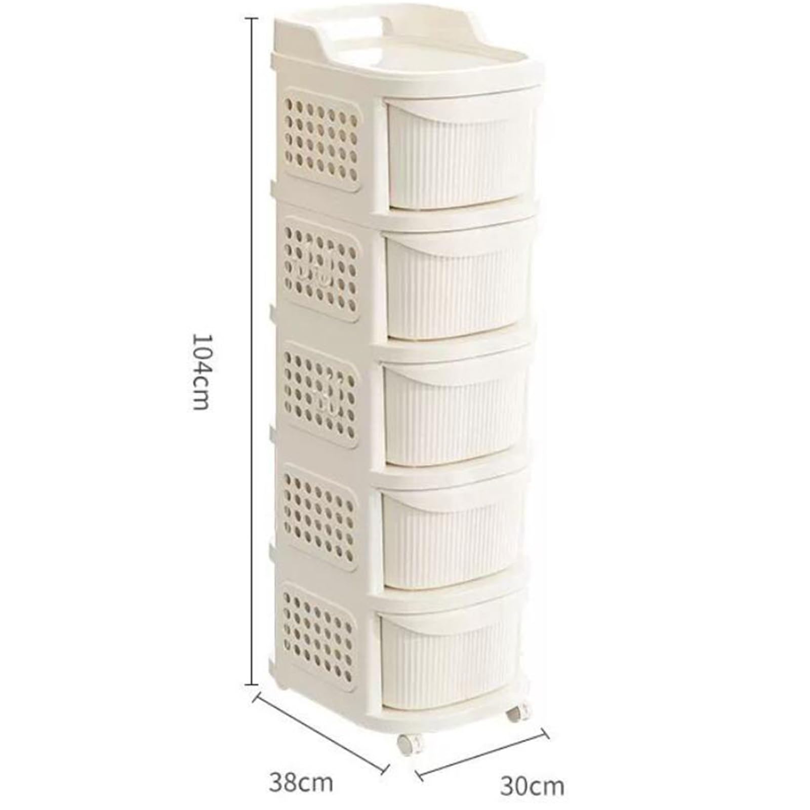 Schubladenbox in Plastica con Cassetti Profondi, Sistema Easy-Pull, Organizer Scrivania per Ufficio Scuola Cancelleria, Cestini in Plastica PP Senza BPA(5-Tier)