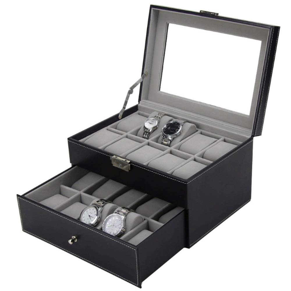 Cajas de Relojes Cuero de la PU 20 bits Caja reloj Embalaje caja almacenamiento para Cumpleaños Navidad