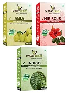 The Forest Herbs Natural Care From Nature 100% Natural Organic Amla, Hibiscus and Indigo Powder Each 100g - Black