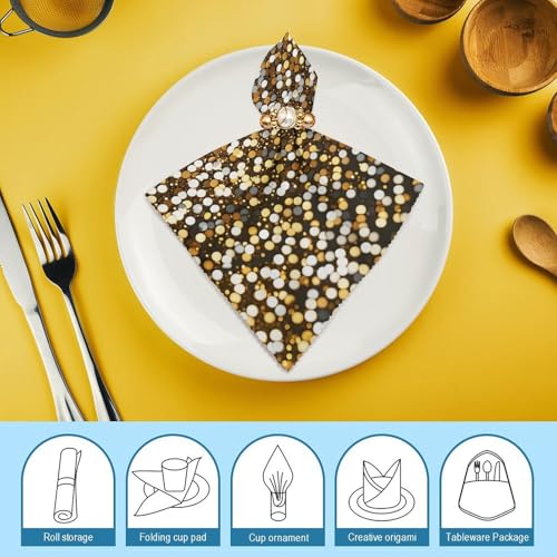 Servilletas de tela cuadradas de poliéster con lentejuelas 4 piezas miniatura 7