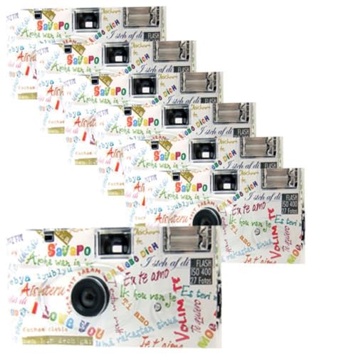 7 cámaras desechables 1A Photo PORST Edición I Mog Di en blanco, multicolor, con flash, pilas y película (7 unidades, 27 tomas cada una)