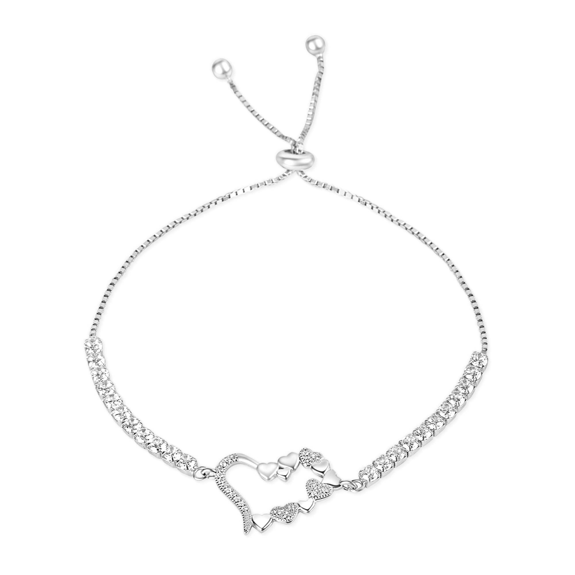 Silver Chest 925 Silver Bracelet for Women and Girls | Adjustable Slider Bracelet with AAA Cz Diamond Stones – Best Gift Silver Bracelet