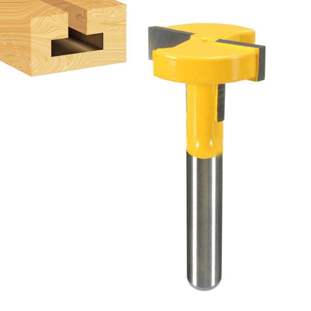 Bestgle 1/4" Shank T-Slot and T-Track Slotting Router Bit Straight Edge Knife Groove Forming Milling Chisel Cutter Woodworking Tool, 1-1/16'' Diameter — image 1