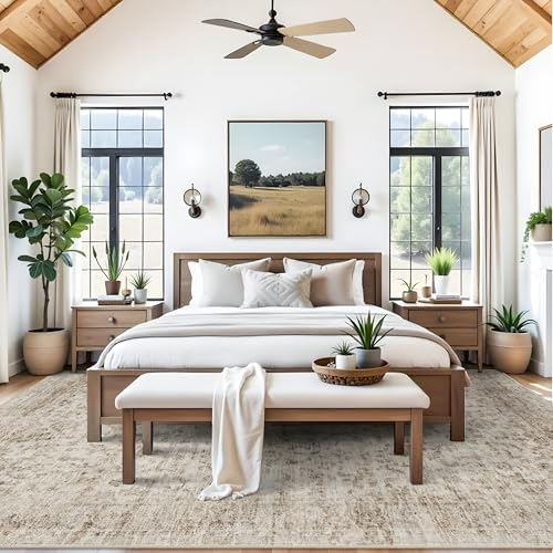 Living Room 9x12 Area Rugs - Large Boho Rugs for Living Room Stain Resistant Carpet Vintage Tribal Rugs for Bedroom with Non Slip Backing Home Decor Floor Decoration Mat 9x12 Beige/Brown