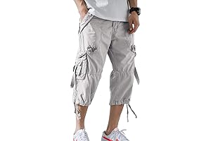 Men's 3/4 Length Capri Cargo Pants with Relaxed Fit and Cotton Fabrication