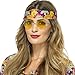 Amakando Hippie Sonnenbrille - gelb - 60er Jahre Partybrille Runde Flower Power Brille Schlagermove Funbrille Peace 70er Jahre Retrobrille John Hippiebrille