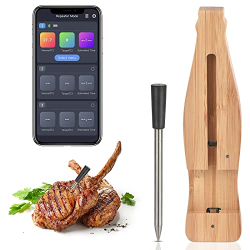 BBQ Meat Thermometer Digital, 450ft Wireless Meat Thermometer, Smart App Control, Ultra-Sensitive Food Thermometer with Thinner Probe for Cooking, Oven, Deep Frying, Kitchen