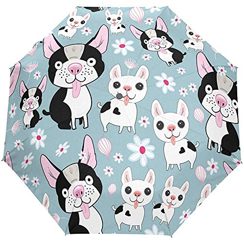 Preisvergleich Produktbild Netter Hundewelpen-Tierblumenblumenauto-geö... Regenschirm-Sonnenregen-Regenschirm Anti-UV, der kompakten automatischen Regenschirm faltet