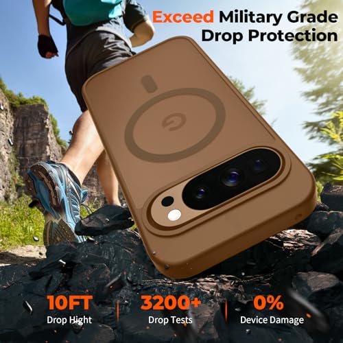 Image of SUPFINE Magnetic for Google Pixel 10 Pro Case /Pixel 10 Case with Screen Protector, (Built-in Magnets) ((Military Grade Drop Protection) Slim Translucent Shockproof Phone Case,Brown