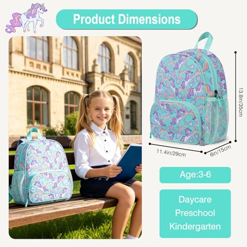 Image of Toddler Backpack for Girls 4-6, Preschool Kids Travel Daycare Bag,Kindergarten Unicorn Backpack