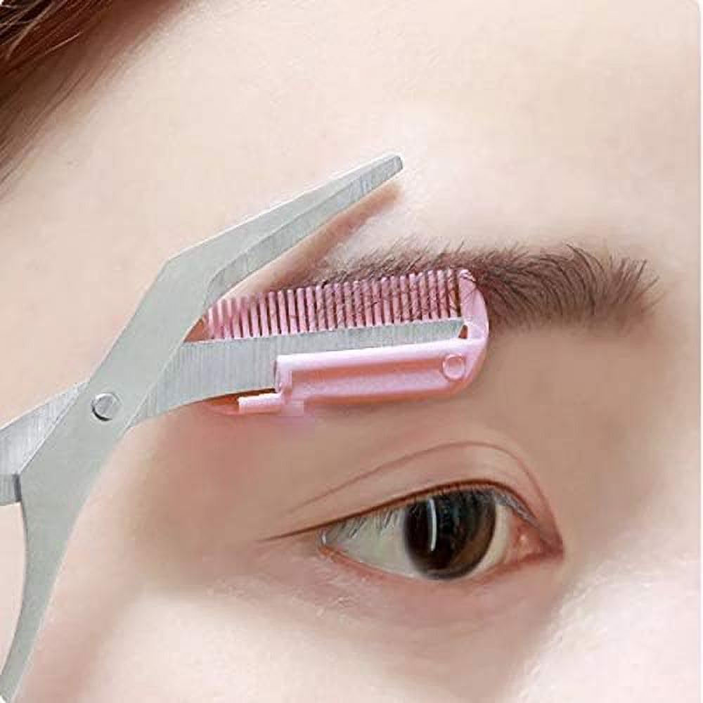 Black Eyebrow Comb Scissors,Grooming Trimmer Makeup Tools Shaping Razor Hair Scissors Trimmer Eyebrow Grooming Scissors Stainless Steel Eyelash Clips