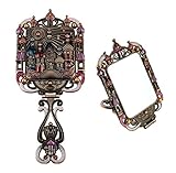 Ivenf Large Size Sun & Castle Vintage Style Foldable Make-Up Metal Hand Mirror, Basso-Relievo Castle Pattern, Bronze & Pink (Manufacturer Discontinued)