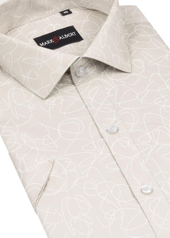 Image of MARK & ALBERT Men's 100% Cotton Printed Half Sleeves Regular Fit Shirt for Men