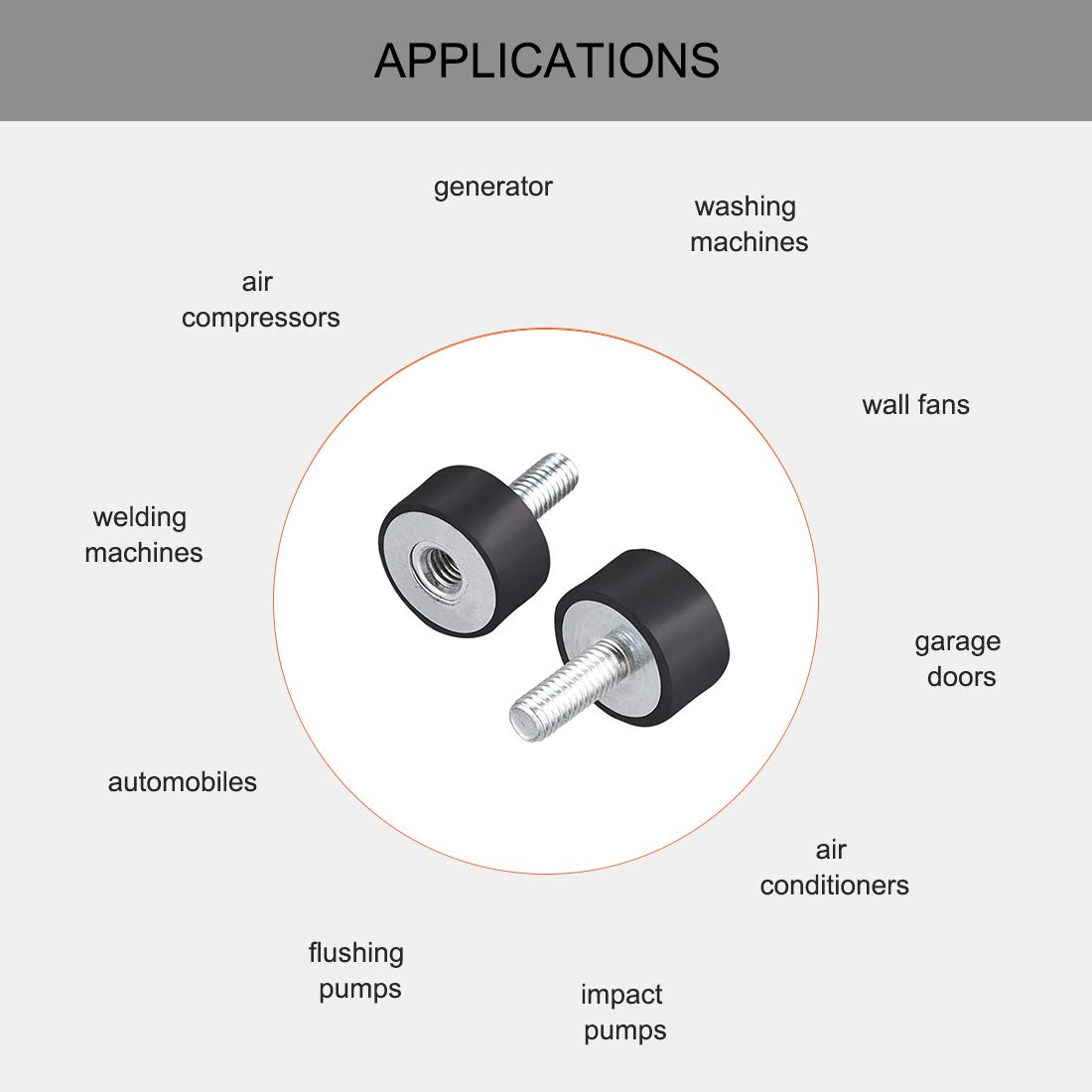 Produktbild von Sourcing Map 8x Gummihalterungen M6 – Vibrationdämpfer, 20x25 Mm, Metall/Gummi – Für Generatoren & Klimaanlagen