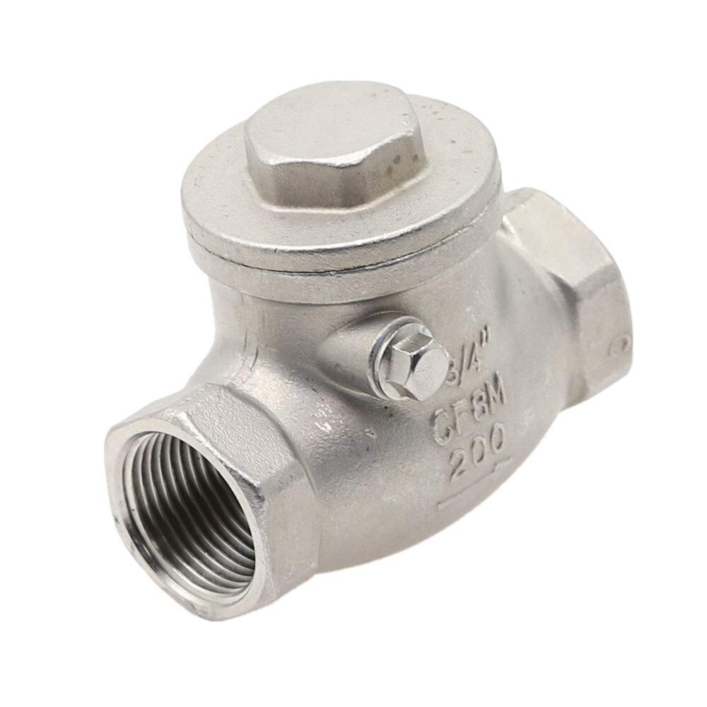 WEUSANXPL 1pcs Stainless Steel Wire Mouth Horizontal Non-Return Valve 304 Stainless Steel 1/2 3/4 1 Inch Female Thread Swing Check Valve(3/4Inch)