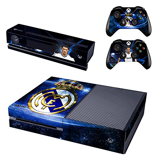 REYTID Console Skin / Sticker + 2 x Controller Decals & Kinect Wrap Compatible with Microsoft Xbox One - Full Set - Real Madrid Away