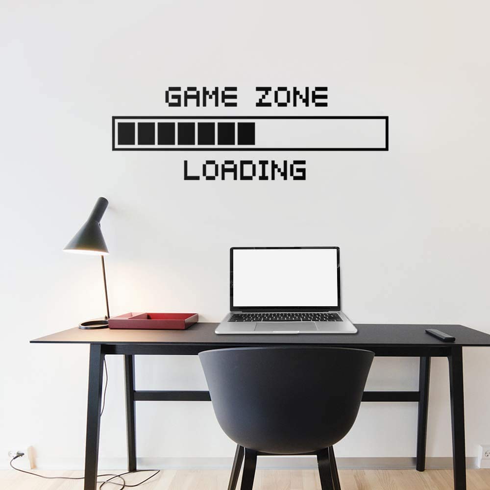 GRAPHIX DESIGN Gamer Wall Vinyl Decal Game pad Joystick in Hand Play Room Custom Sticker Gaming Video Game Poster Teen Children Kids Mural Wall Vinyl Sticker Color Black 45 x 90cm (Black)