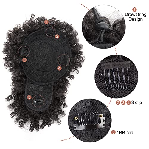 Cetiq Afro Puff Drawstring Ponytail With Bangs Drawstring Ponytail For Women Kinky Curly Hair Clip In Bangs Short Ponytail Hair Extensions Updo Hairpieces (2#) #TOP2