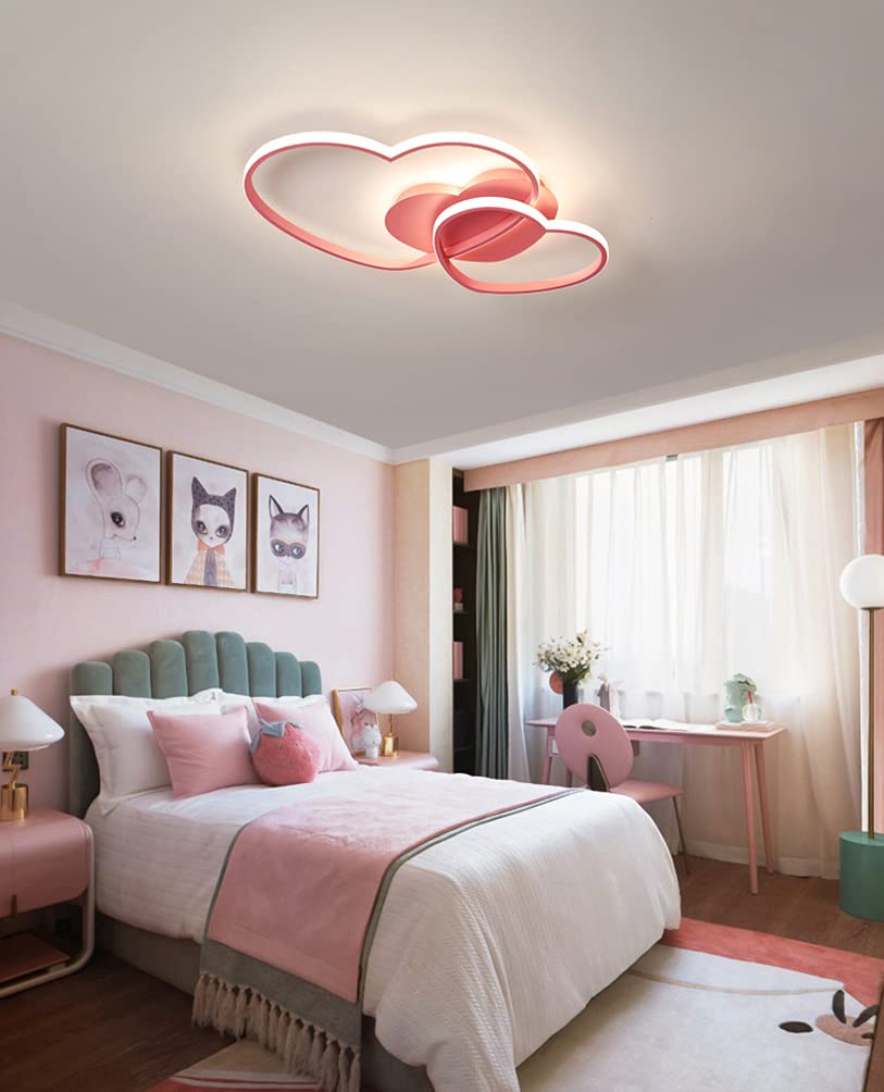 Lampy sufitowe do sypialni Lampa sufitowa Led Nowoczesna i prosta akrylowa lampa pokojowa w kształcie serca 48W, sypialnia z pilotem Bezstopniowe przyciemnianie