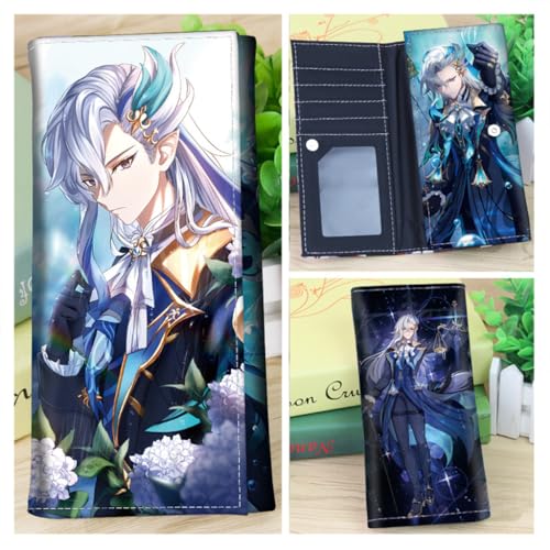 Genshin Impact Wallet for Men Women Bifold Wallet Kawaii Genshin Card Holder Purse Anime Xiao Venti, Free Keychain (Neuvillette-2)3