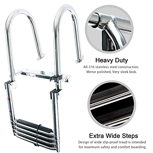 Escalera para piscina plegable acero inoxidable 4 peldaños miniatura 4