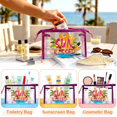 Image of COSHAYSOO Sunscreen Bag Clear Makeup Toiletry Pouch Beach Vacation Essentials for Women Teen Girls Trip Gifts Summer Pool Travel Must Have Accessories Waterproof Stuff