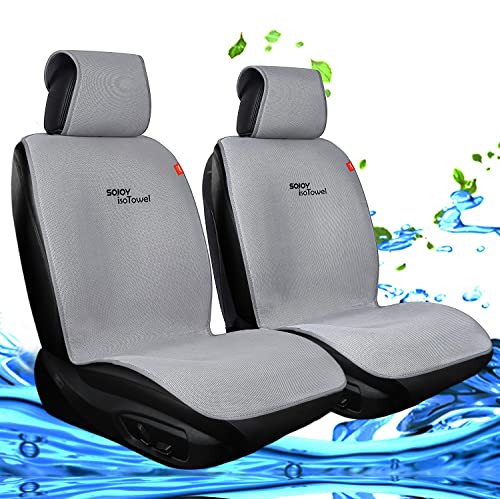 SOJOY カーシートカバー シートカバー シート保護 汚れ防止 前席シートカバー2枚セット おしゃれ かわいい フロント 座席適用 軽自動車 普通車