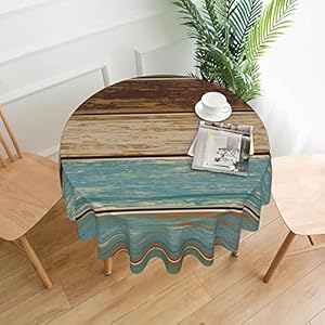 Wooden Rustic Tablecloth Round Farmhouse Turquoise Table Cloths Washable Rustic Table Cover for Decoration Kitchen Dining Room 60x90 Inch Wooden Rustic Tablecloth Round Farmhouse Turquoise Table Cloths Washable Rustic Table Cover for Decoration Kitchen Dining Room 60×90 Inch