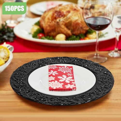 Platos cargadores redondos negros 13 pulgadas pack 150 miniatura 4