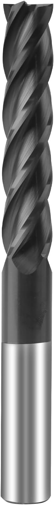 5/8'' Carbide Long End Mill, 4 Flute, AlTiN Coating, Square End Mills for Steels, 30 Degree Helix, CNC Router Bit, 5/8" Shank Diameter, 3" Length of Cut