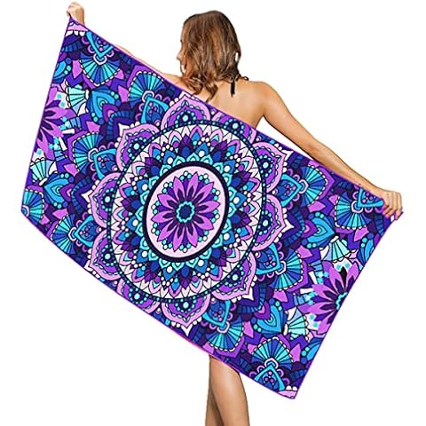 RUICK Toalla de playa de microfibra de algodón Bohemia India Mandala Cover