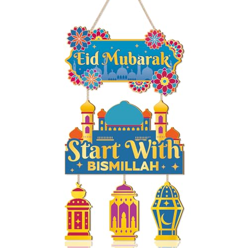TOARTi Eid Mubarak Wooden Wall Sign - Islamic Home Decor